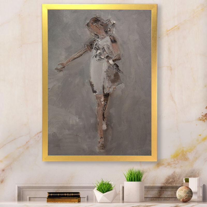 Pittoresque jeune fille rétro - peinture, H 40 po x l 30 po x P 1,5 po, Toile avec cadre photo doré