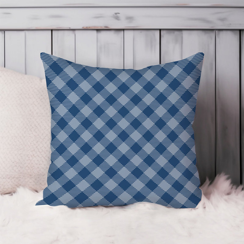 Gingham Pattern XVI Modern Blue, 18" H x 18" W