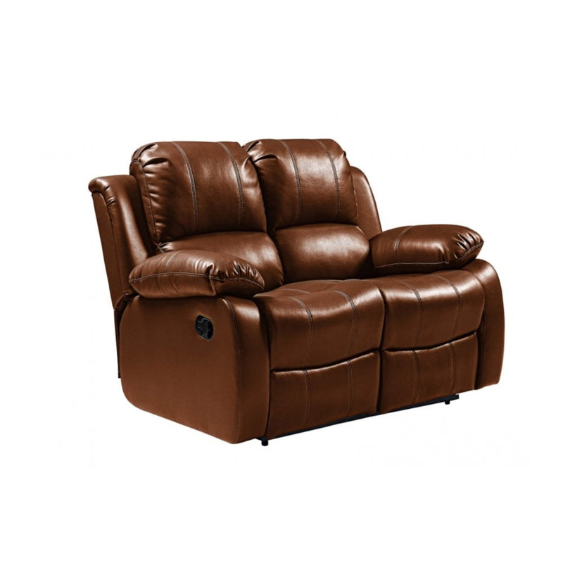 Arberie Top Grain Leather Reclining Sofa, Faux leather, Manual, Tan