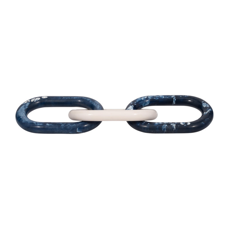 Chaîne à maillons décoratifs ovales à emboîtement pour la décoration intérieure - objet de décoration moderne pour tablette ou décoration de salon - 21 po, bleu et blanc