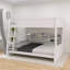 Lit double superposé au-dessus de grand lit double avec armoires de rangement et ports USB, blanc antique-2043701687