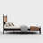 Ines Wood Bed Frame with Upholstered Headboard - Vegan Leather Upholstery-449762894-446306939