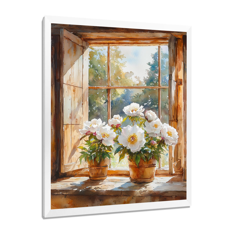 Carrolltown - décoration murale florale, H 32 po x l 16 po, Reproduction encadrée d'une seule photo, Blanc