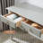 Gray Rectangular Solid Wood Writing desk with drawers desk-1145736660