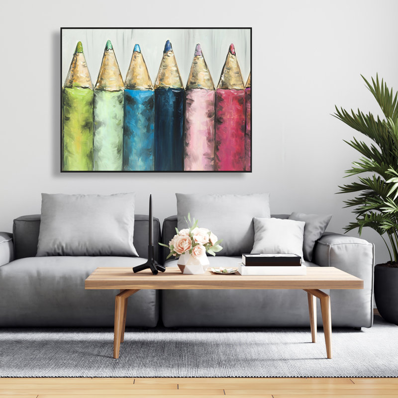 Colouring Pencils Framed Canvas - Home Decor Art Piece
