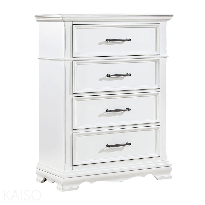 Armoire de rangement verticale en bois massif à 4 tiroirs avec armoire à tiroirs 1 chambre