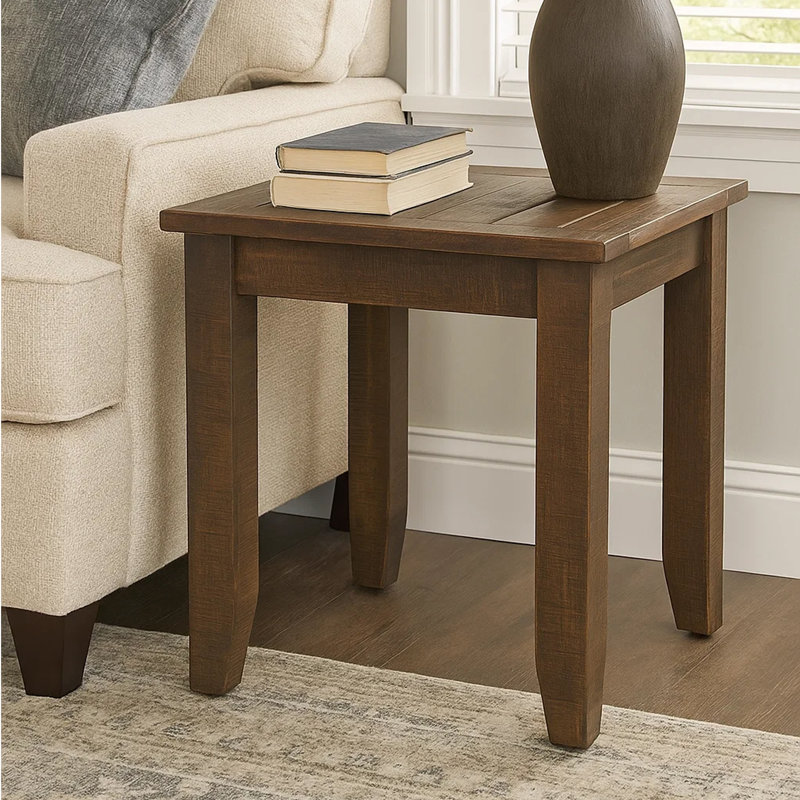 Table de bout Flint, cadre en bois d'acajou brun foncé, carré de 22 pouces
