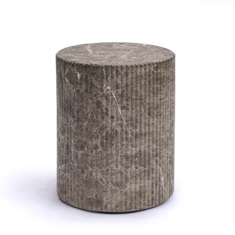 Svante Travertine Effect Weatherproof Concrete Side Table, Faux Emperador Marble