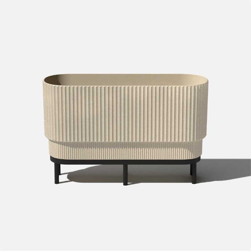 Sandstone and Black 30" Raised Planter with Acacia Wood Stand