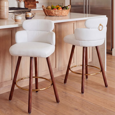 Ensemble de 2 tabourets de bar pivotants blancs