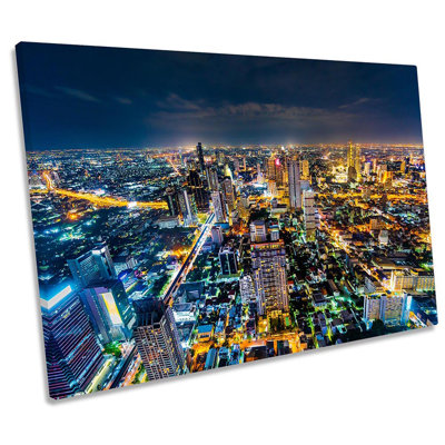 Bangkok City Night - Wrapped Canvas Print