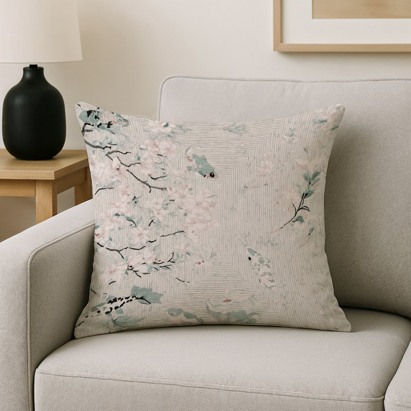 Coussin décoratif intérieur et extérieur Modern, Gris floral 5, Carré 20 po