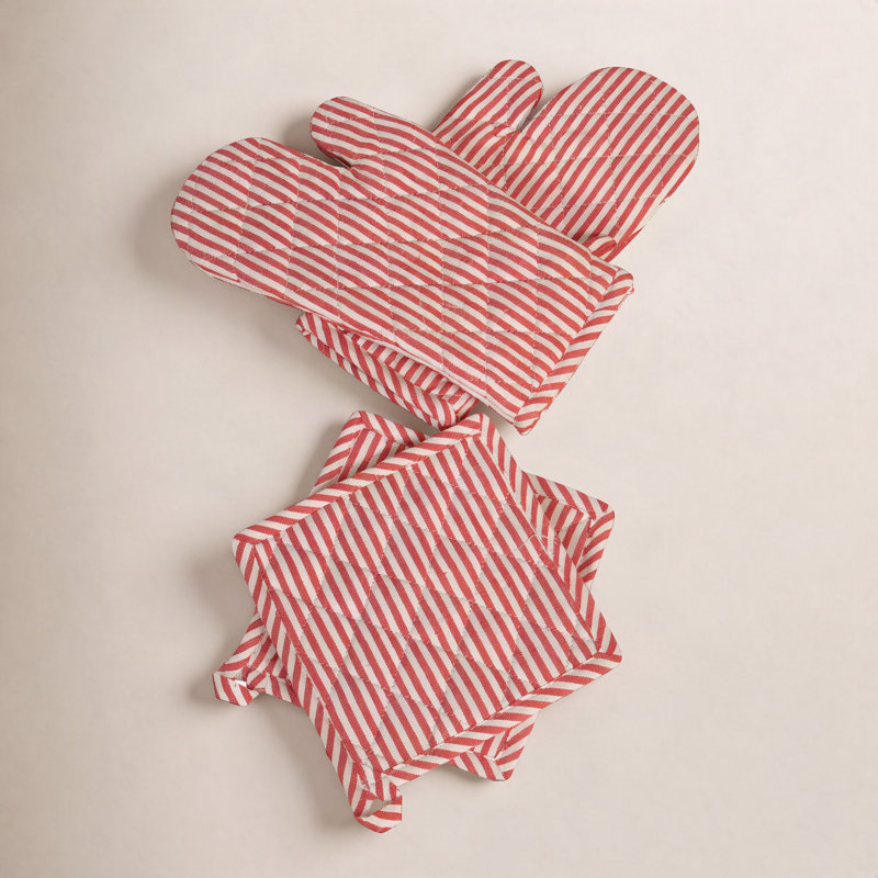 Ensemble de poignet et gant de cuisinier, Rouge/blanc