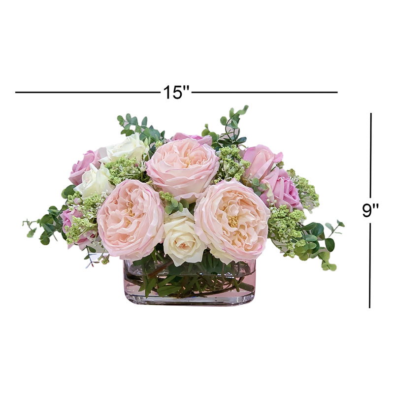 Real Touch Pink English Roses Arrangement