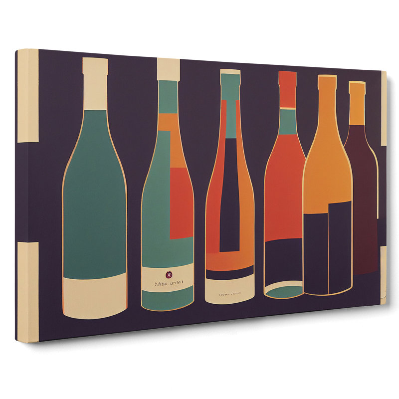 Retro Wine Bottle Art Vol.4 - Wrapped Canvas, 35cm H x 50cm W x 3cm D