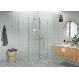 Halo 49 in. x 35 in. x 78 in. 90-degree Fully Frameless Glass Hinged Shower Enclosure