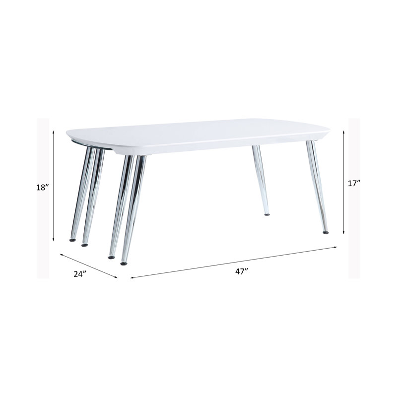 White and Chrome Glass Top Coffee Table