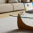 Triangle Glass Coffee Table With Solid Wood Base Abstract Glass Table for Living Room-1858551148