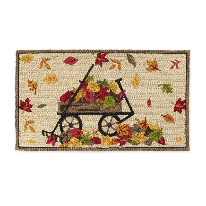 Tapis intérieur d'extérieur crocheté avec feuilles 24 po x 42 po