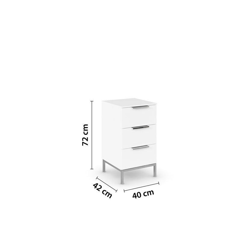 Flipp Manufactured Wood Bedside Table, Alpine White/Chrome