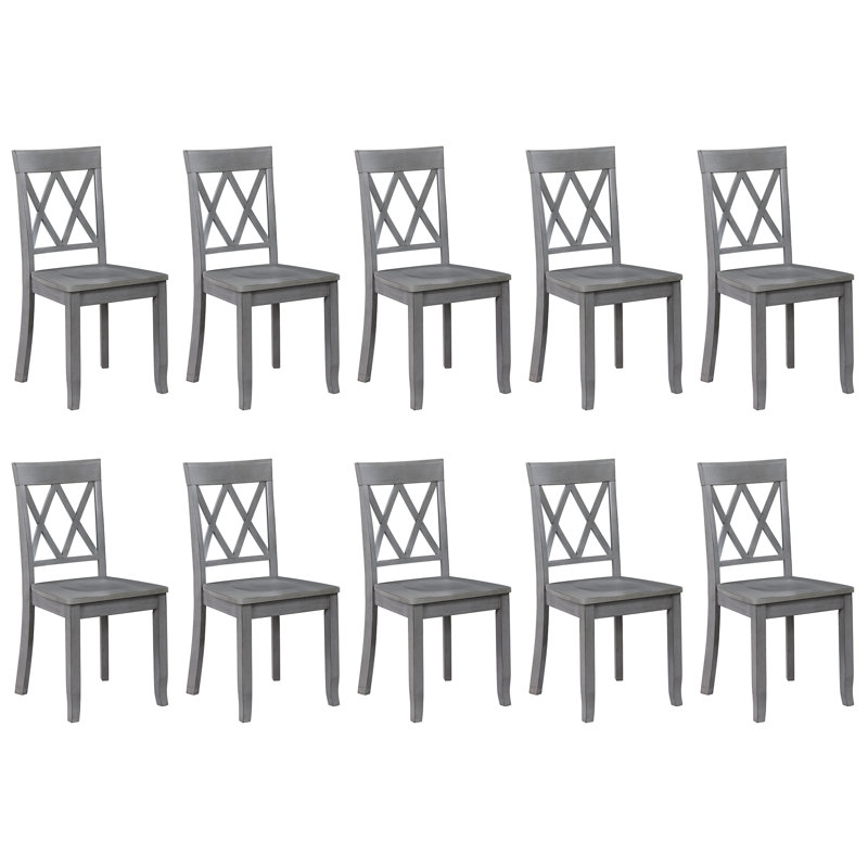 Brookner Wood Cross-Back Dining Chairs, Antique Grey, 10