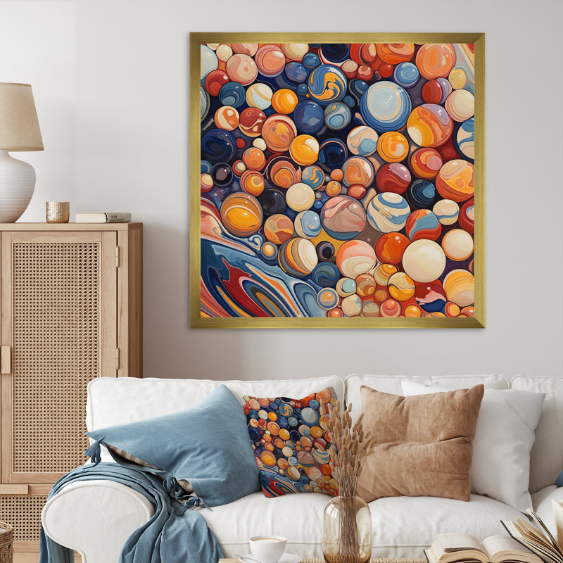 Mystical Marbles I - formes abstraites sur toile, Cadre doré à une seule photo, H 24 po x l 24 po x P 1 po