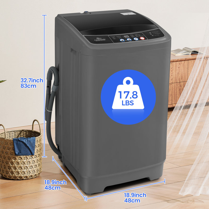 Himimi Delia 2.4 Cubic Feet cu. ft. High Efficiency Portable Washer & Dryer Combo with Child Safety Lock, ‎Dark Gray/Black