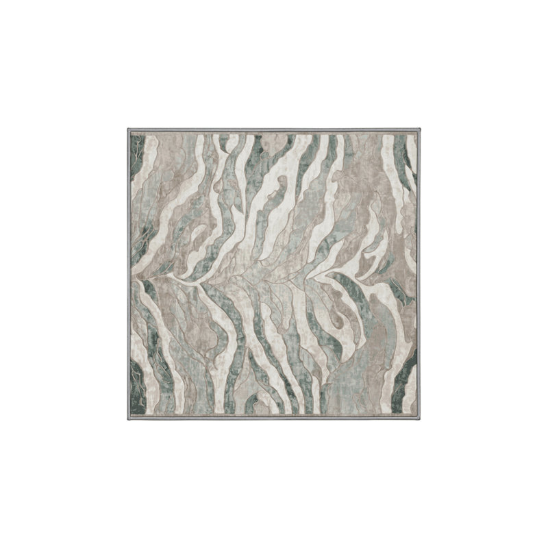 Machine Washable Gray Area Rug, Square 8'