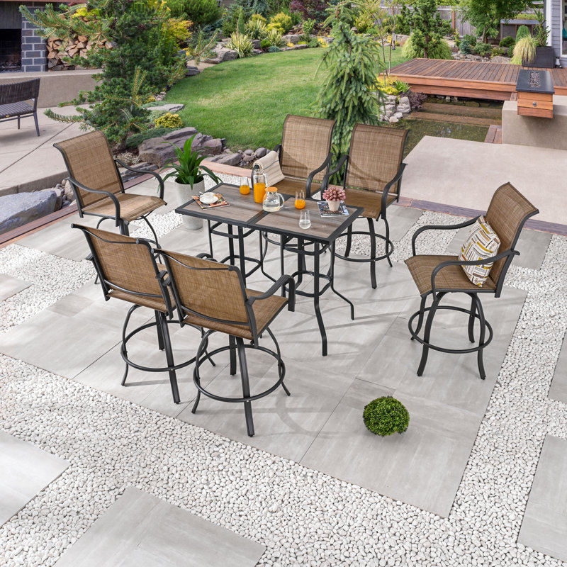 Ensemble bistro carré pour 6 personnes à hauteur de bar Square, Beige
