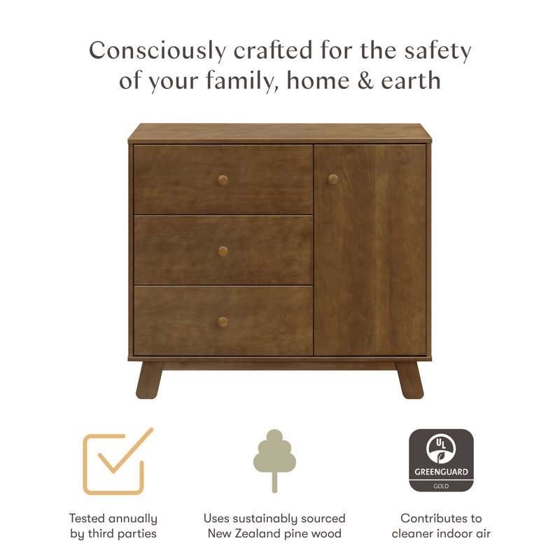 Hudson Modern 3-Drawer Dresser, Natural Walnut