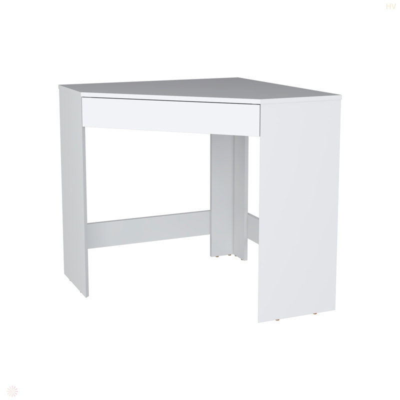Bureau de coin blanc spacieux avec tiroir