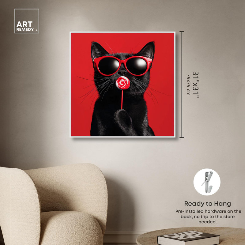 «Candy Coated Coolness Canvas» par Art Remedy, Cadre flottant blanc, H 31 po x l 31 po x P 1,8 po