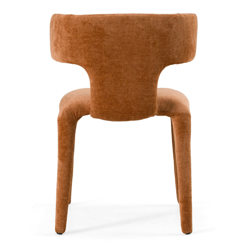 Chaise avec accoudoirs à oreilles Margart, Velours rouille