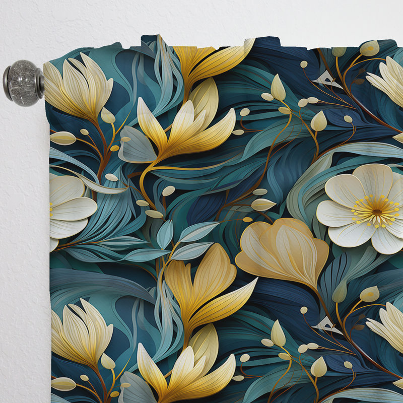 Khusi - Rideau floral - Rideau floral obscurcissant - 1 panneau, L 52 po x L 108 po