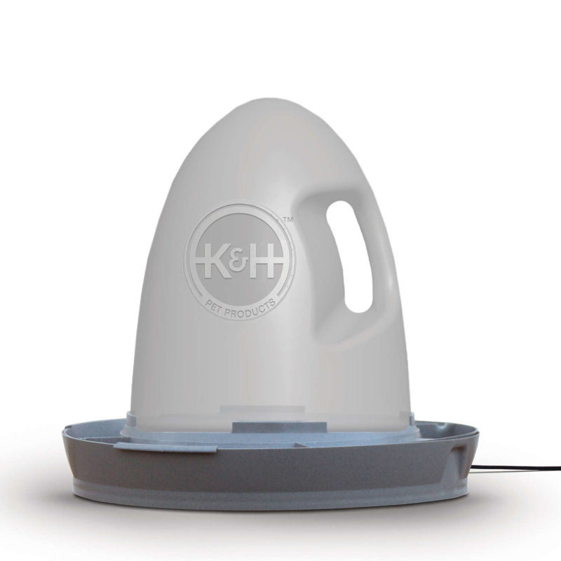 Gray Heated Plastic Poultry Waterer with Spill Proof Cap