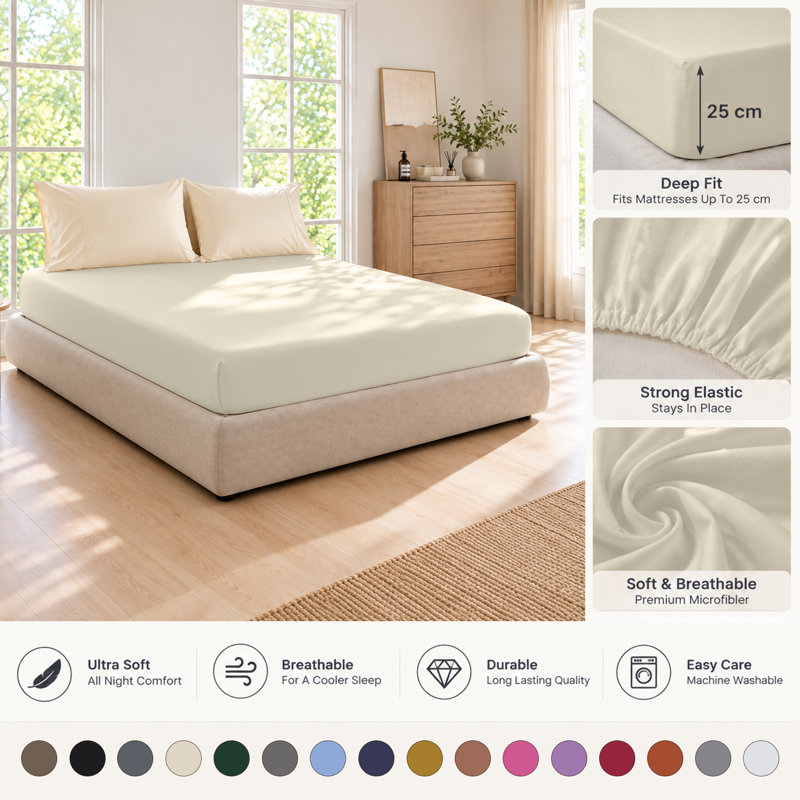 Bedroom Collection Standard Fitted Sheet, Single, Cream