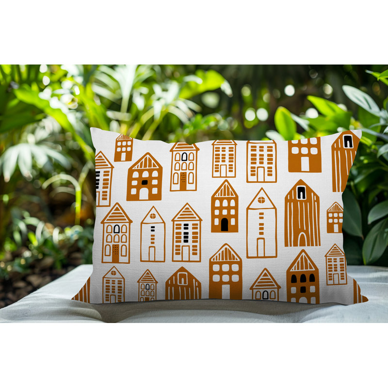 Oreiller rectangulaire réversible intérieur / extérieur Kirk Skandi Street, Orange, Rectangle H 14 po x l 20 po