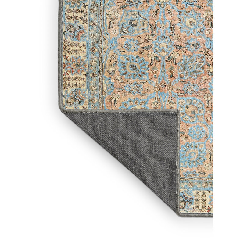 Tapis oriental orange / bleu Rigmor, Rectangle 2 pi x 4 pi