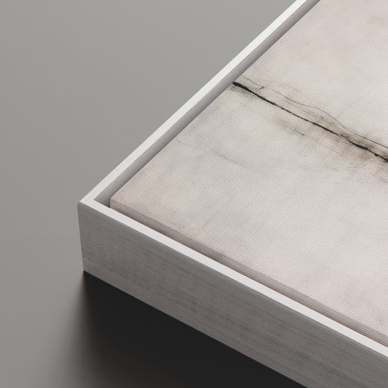 «Minimal Abstract Horizon», art mural encadré à fines lignes noires, H 16 po x l 24 po, Blanc