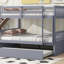 Lit superposé double en bois d'hévéa double avec lit gigogne, échelle et garde-corps, convertible en deux lits doubles, idéal pour des solutions de couchage polyvalentes-118038228