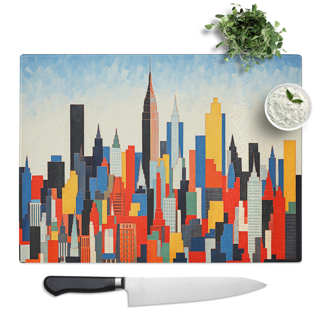 Skyline City Minimalism  Glass Chopping Board