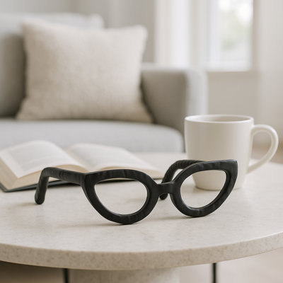 Glam Metal & Aluminum Sculptural Eyeglasses Decorative Accent