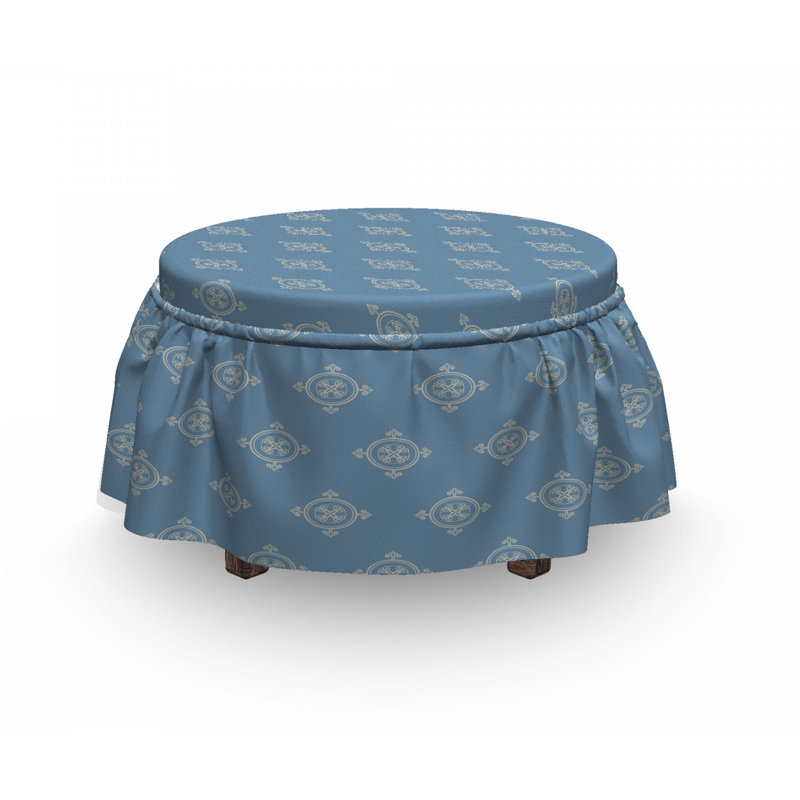 Ensemble de housse pour repose-pieds à coussins carrés 2 pièces geometric médiéval