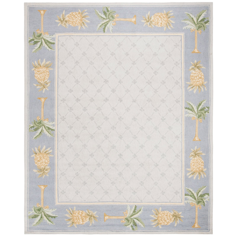 Hogle Hand Hooked Wool Pile Geometric Rug, Rectangle 1'8" x 2'6"