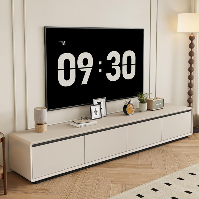 Meuble télé simple et moderne, Beige, 70.9"