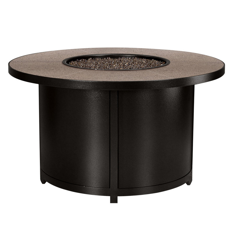 Elba Aluminum Outdoor Fire Pit Table, 24" H x 42" W x 42" D, Carbon Black, Canyon Taupe