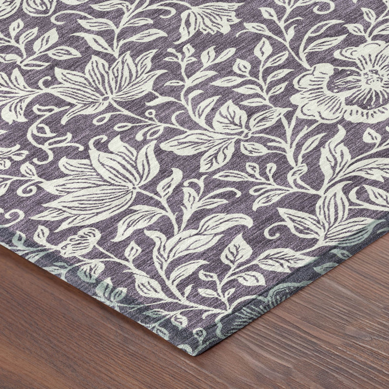 Machine Washable Indoor/Outdoor Chantille ACN2572 Floral Rug, Plum, 9' x 12'