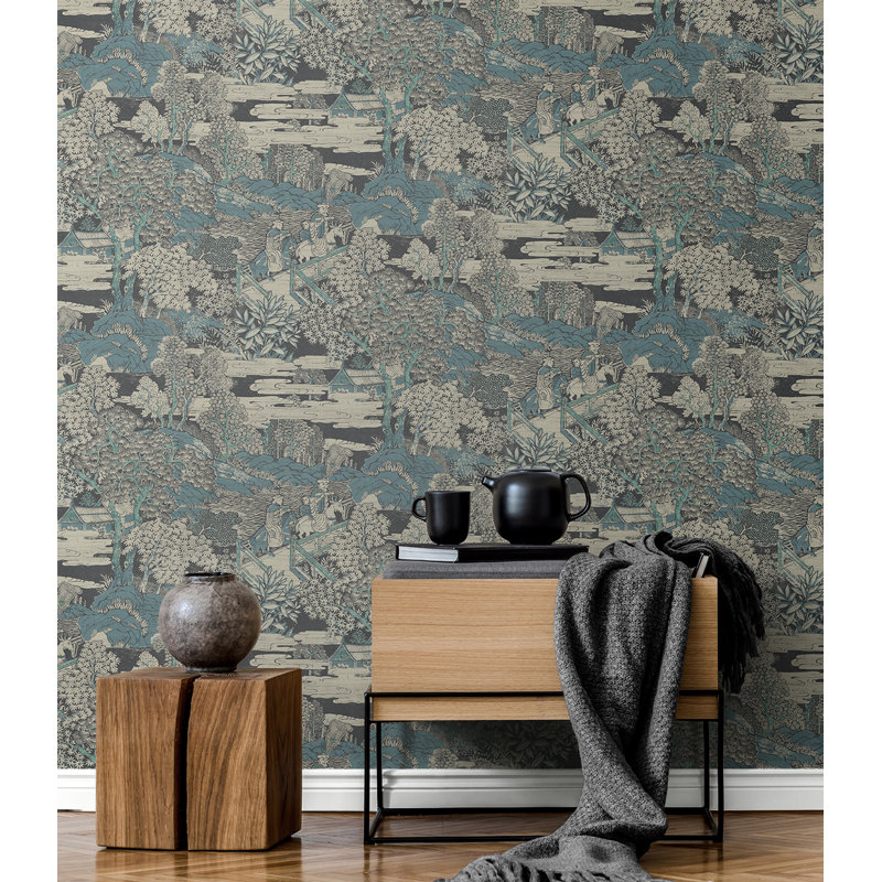 Papier peint Winston Porter Designs Midnight Sky Tory Garden, Sable métallique