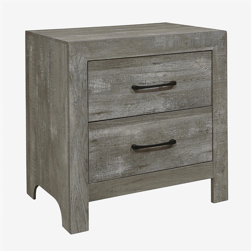 Table de chevet 1 pièce à 2 tiroirs Country Style Grey, Gris
