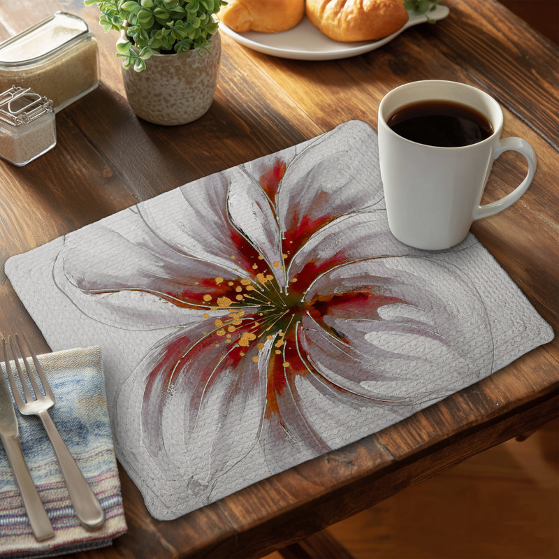 Resplendent Pink Orchid Red Botanical Braided Placemat